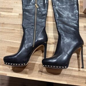Michael Kors Black Leather High Heel Boots